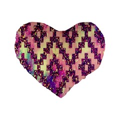 Cute Glitter Aztec Design Standard 16  Premium Flano Heart Shape Cushions by nateshop