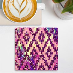 Cute Glitter Aztec Design Uv Print Square Tile Coaster  by nateshop