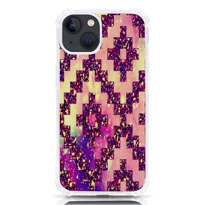 Cute Glitter Aztec Design iPhone 13 TPU UV Print Case