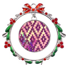 Cute Glitter Aztec Design Metal X mas Wreath Ribbon Ornament by nateshop