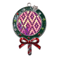 Cute Glitter Aztec Design Metal X mas Lollipop With Crystal Ornament by nateshop