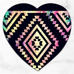 Cute Neon Aztec Galaxy Jigsaw Puzzle (heart) by nateshop