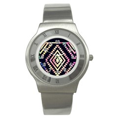 Cute Neon Aztec Galaxy Stainless Steel Watch by nateshop