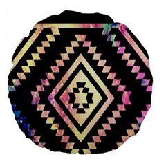 Cute Neon Aztec Galaxy Large 18  Premium Round Cushions by nateshop