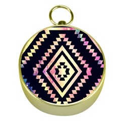 Cute Neon Aztec Galaxy Gold Compasses by nateshop