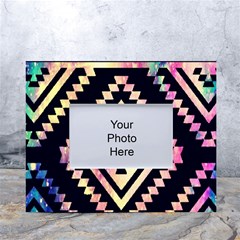 Cute Neon Aztec Galaxy White Tabletop Photo Frame 4 x6  by nateshop