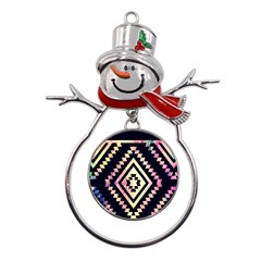 Cute Neon Aztec Galaxy Metal Snowman Ornament by nateshop