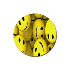 Emoji, Colour, Faces, Smile, Wallpaper Rubber Coaster (round) by nateshop