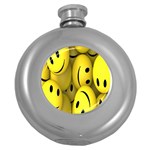 Emoji, Colour, Faces, Smile, Wallpaper Round Hip Flask (5 oz) Front