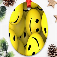 Emoji, Colour, Faces, Smile, Wallpaper Oval Ornament (two Sides) by nateshop