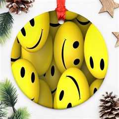 Emoji, Colour, Faces, Smile, Wallpaper Round Ornament (two Sides) by nateshop