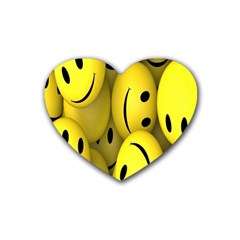 Emoji, Colour, Faces, Smile, Wallpaper Rubber Heart Coaster (4 Pack)