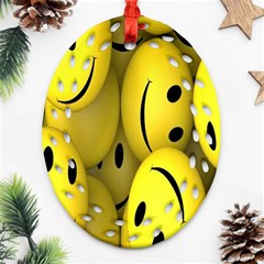 Emoji, Colour, Faces, Smile, Wallpaper Ornament (oval Filigree) by nateshop