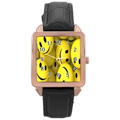 Emoji, Colour, Faces, Smile, Wallpaper Rose Gold Leather Watch  by nateshop