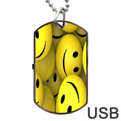 Emoji, Colour, Faces, Smile, Wallpaper Dog Tag Usb Flash (two Sides) by nateshop