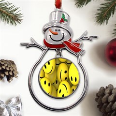 Emoji, Colour, Faces, Smile, Wallpaper Metal Snowman Ornament by nateshop