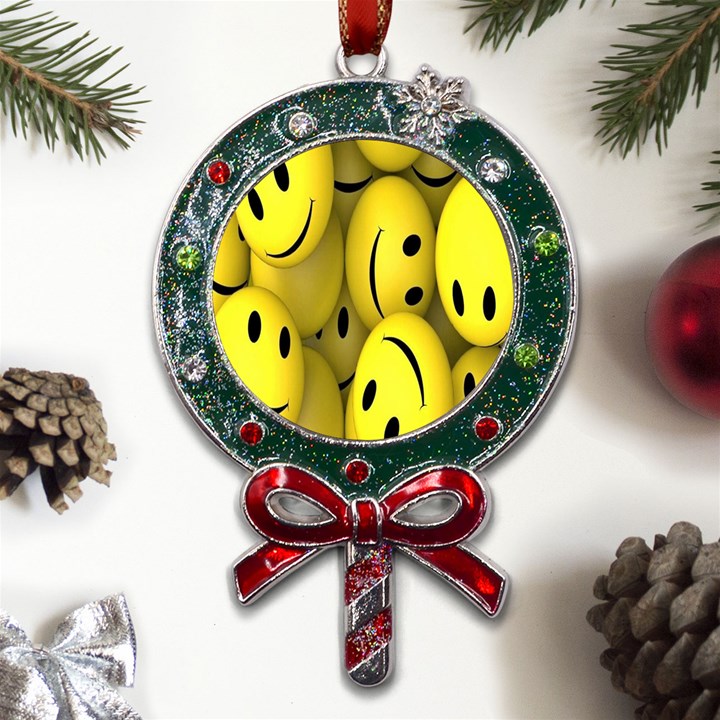 Emoji, Colour, Faces, Smile, Wallpaper Metal X Mas Lollipop with Crystal Ornament