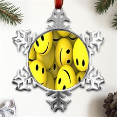 Emoji, Colour, Faces, Smile, Wallpaper Metal Small Snowflake Ornament by nateshop