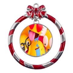 Emojis, Emoji, Hd Phone Wallpaper Metal Red Ribbon Round Ornament