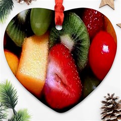 Fruits, Food, Green, Red, Strawberry, Yellow Ornament (heart) by nateshop