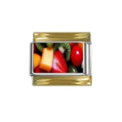 Fruits, Food, Green, Red, Strawberry, Yellow Gold Trim Italian Charm (9mm) by nateshop