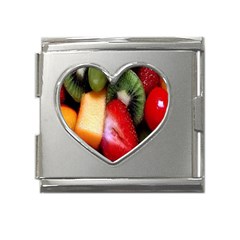 Fruits, Food, Green, Red, Strawberry, Yellow Mega Link Heart Italian Charm (18mm) by nateshop