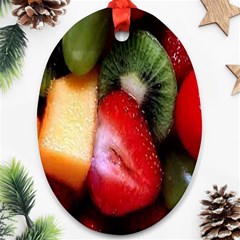 Fruits, Food, Green, Red, Strawberry, Yellow Ornament (oval) by nateshop