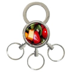 Fruits, Food, Green, Red, Strawberry, Yellow 3-ring Key Chain by nateshop