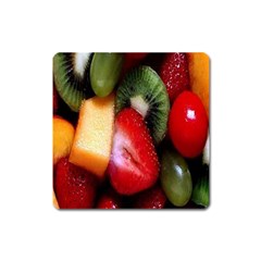 Fruits, Food, Green, Red, Strawberry, Yellow Square Magnet by nateshop