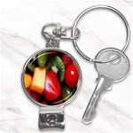 Fruits, Food, Green, Red, Strawberry, Yellow Nail Clippers Key Chain Front