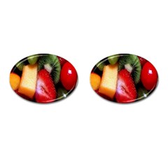 Fruits, Food, Green, Red, Strawberry, Yellow Cufflinks (oval) by nateshop