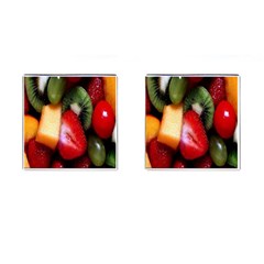 Fruits, Food, Green, Red, Strawberry, Yellow Cufflinks (square) by nateshop