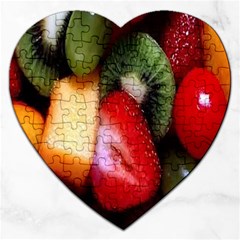 Fruits, Food, Green, Red, Strawberry, Yellow Jigsaw Puzzle (heart) by nateshop