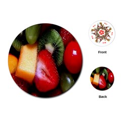 Fruits, Food, Green, Red, Strawberry, Yellow Playing Cards Single Design (round) by nateshop