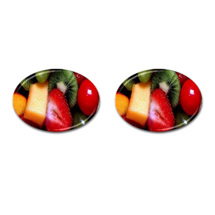 Fruits, Food, Green, Red, Strawberry, Yellow Cufflinks (Oval)