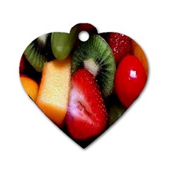 Fruits, Food, Green, Red, Strawberry, Yellow Dog Tag Heart (one Side) by nateshop