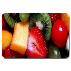 Fruits, Food, Green, Red, Strawberry, Yellow Large Doormat by nateshop