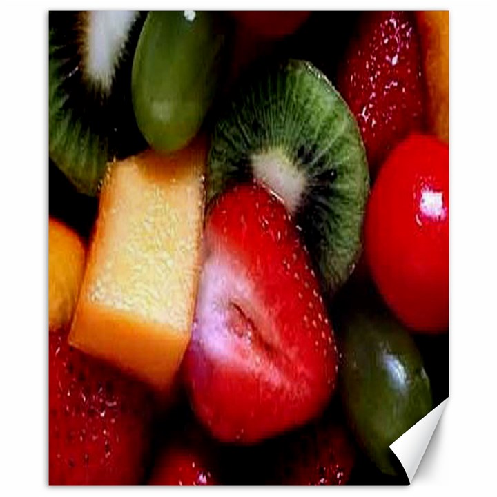 Fruits, Food, Green, Red, Strawberry, Yellow Canvas 8  x 10 