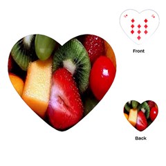 Fruits, Food, Green, Red, Strawberry, Yellow Playing Cards Single Design (heart) by nateshop