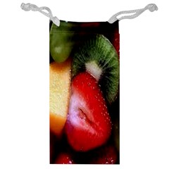 Fruits, Food, Green, Red, Strawberry, Yellow Jewelry Bag by nateshop