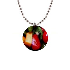 Fruits, Food, Green, Red, Strawberry, Yellow 1  Button Necklace by nateshop