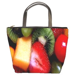 Fruits, Food, Green, Red, Strawberry, Yellow Bucket Bag by nateshop