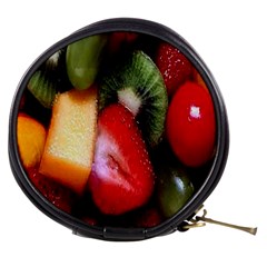 Fruits, Food, Green, Red, Strawberry, Yellow Mini Makeup Bag by nateshop