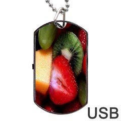 Fruits, Food, Green, Red, Strawberry, Yellow Dog Tag Usb Flash (one Side) by nateshop