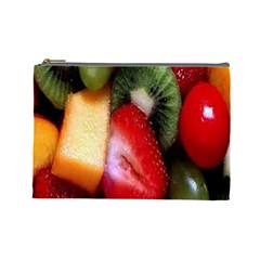 Fruits, Food, Green, Red, Strawberry, Yellow Cosmetic Bag (large) by nateshop