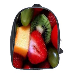 Fruits, Food, Green, Red, Strawberry, Yellow School Bag (large) by nateshop