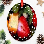 Fruits, Food, Green, Red, Strawberry, Yellow Ornament (Oval Filigree) Front