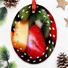 Fruits, Food, Green, Red, Strawberry, Yellow Oval Filigree Ornament (two Sides) by nateshop