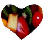 Fruits, Food, Green, Red, Strawberry, Yellow Large 19  Premium Heart Shape Cushions Back