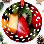 Fruits, Food, Green, Red, Strawberry, Yellow Round Filigree Ornament (Two Sides) Front